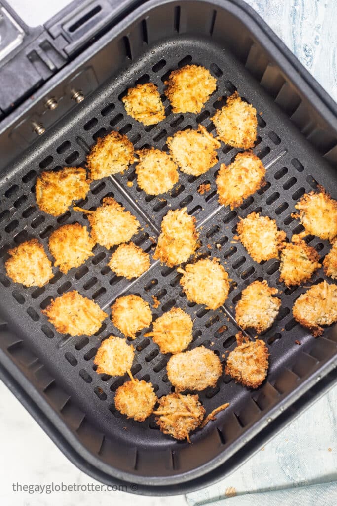 Air fryer pickles in the air fryer.